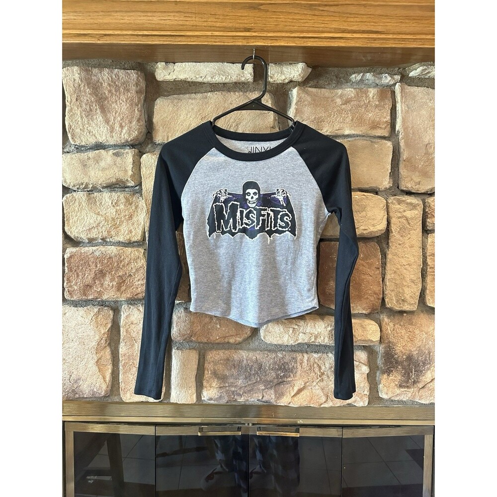 Misfits Vinyl Icons Skull Band Metal Music Raglan Long Sleeve T Shirt S/M Women